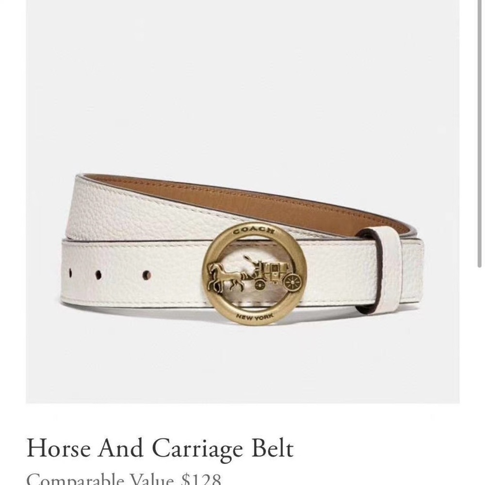 Coach Women’s Leather Belt 1” White M